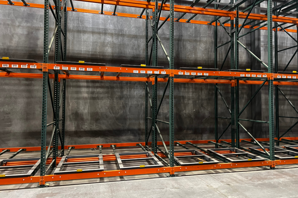 Pushback Rack layout for the dfw food distribution case